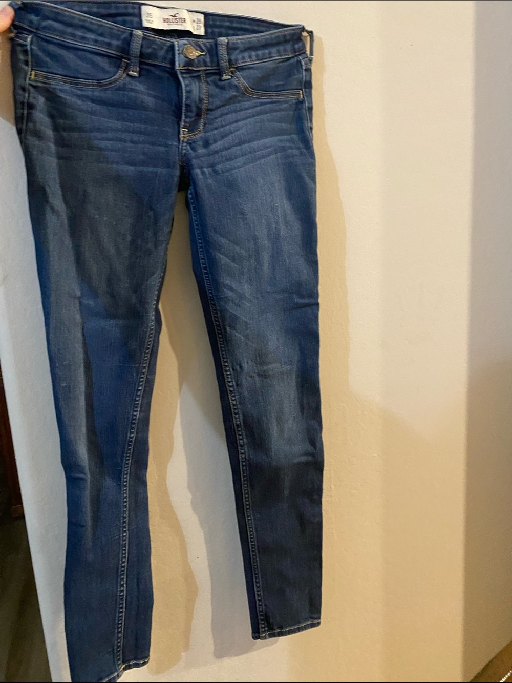 Hollister Women's Skinny Jeans in Dark Blue Wash